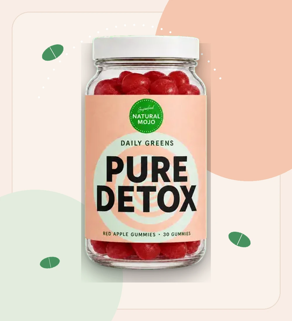 Natural Mojo Pure Detox red apple gummy bottle